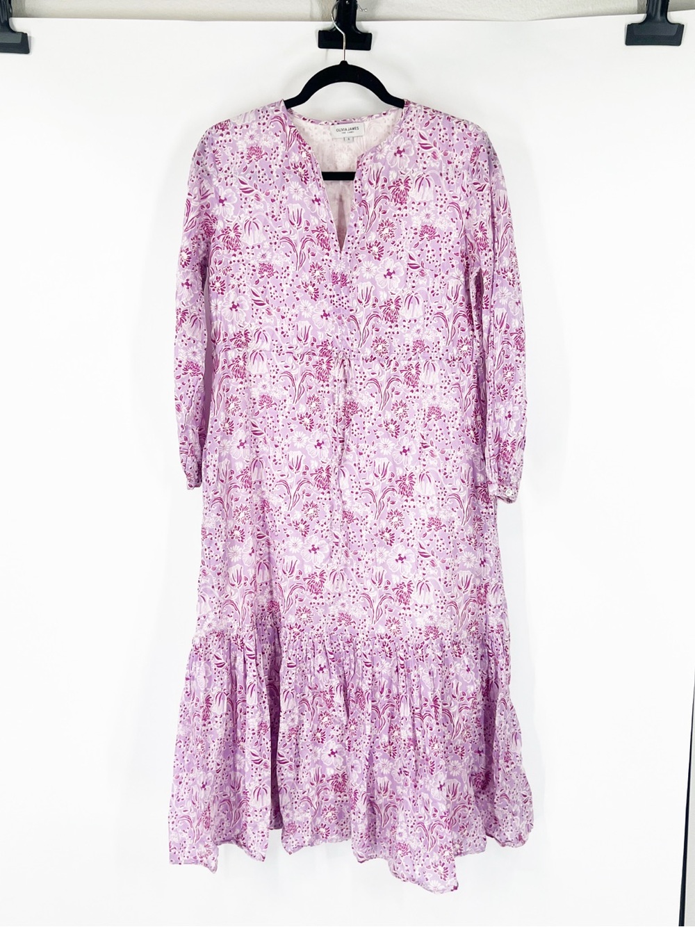 Olivia James the Label Floral Printed Long Sleeve Midi Dress